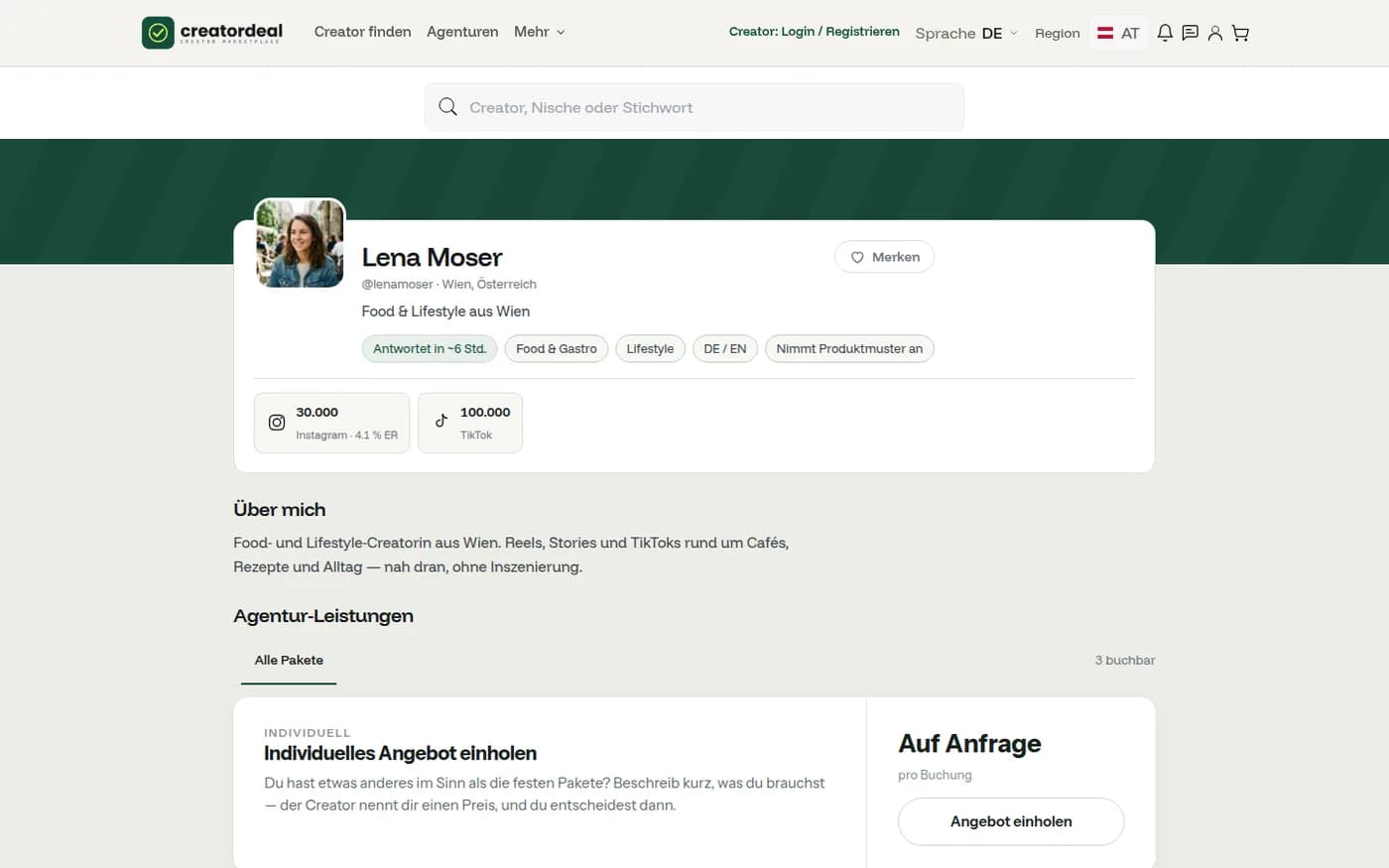 The creator profile