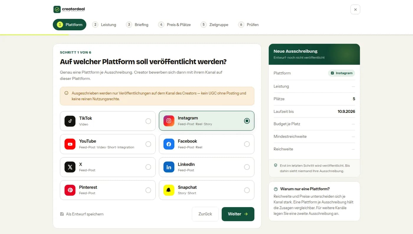 Step 1: platform